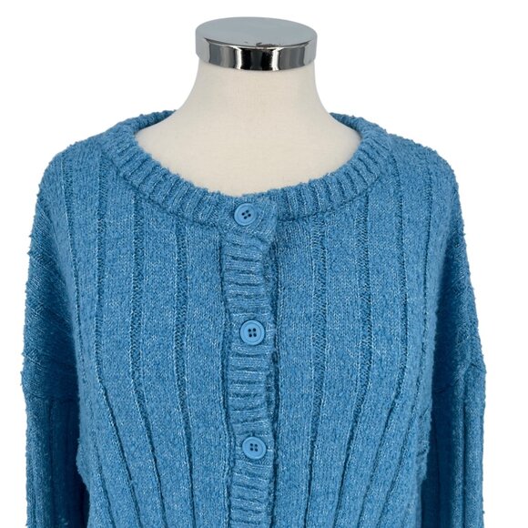L.A. Hearts Ribbed Button-Up Cardigan Sweater Light Blue Size Medium NWT - Picture 2 of 11